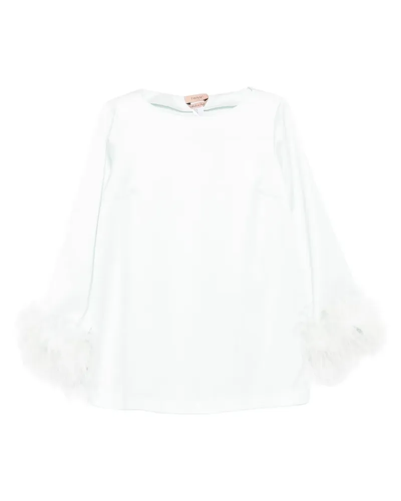 Twin-Set feather-trim blouse - Grün Grün