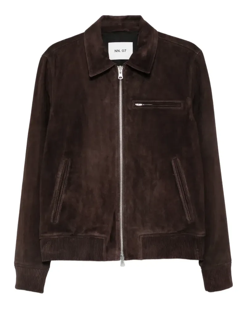 NN 07 Owen zip-fastening leather jacket - Braun Braun