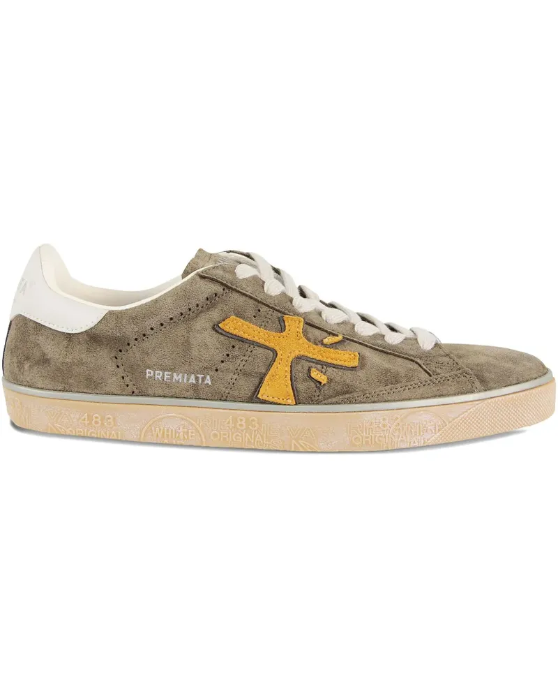 Premiata Steven appliqué lace-up sneakers - Braun Braun