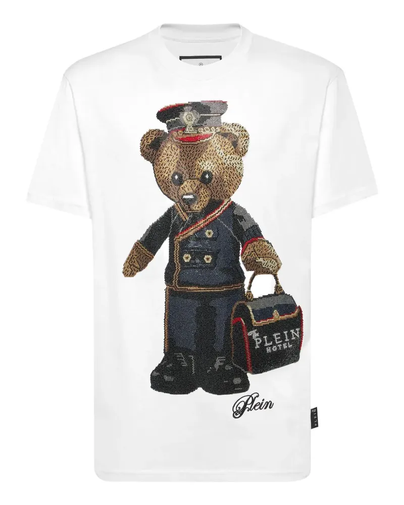 Philipp Plein T-Shirt mit Teddy - Weiß Weiß