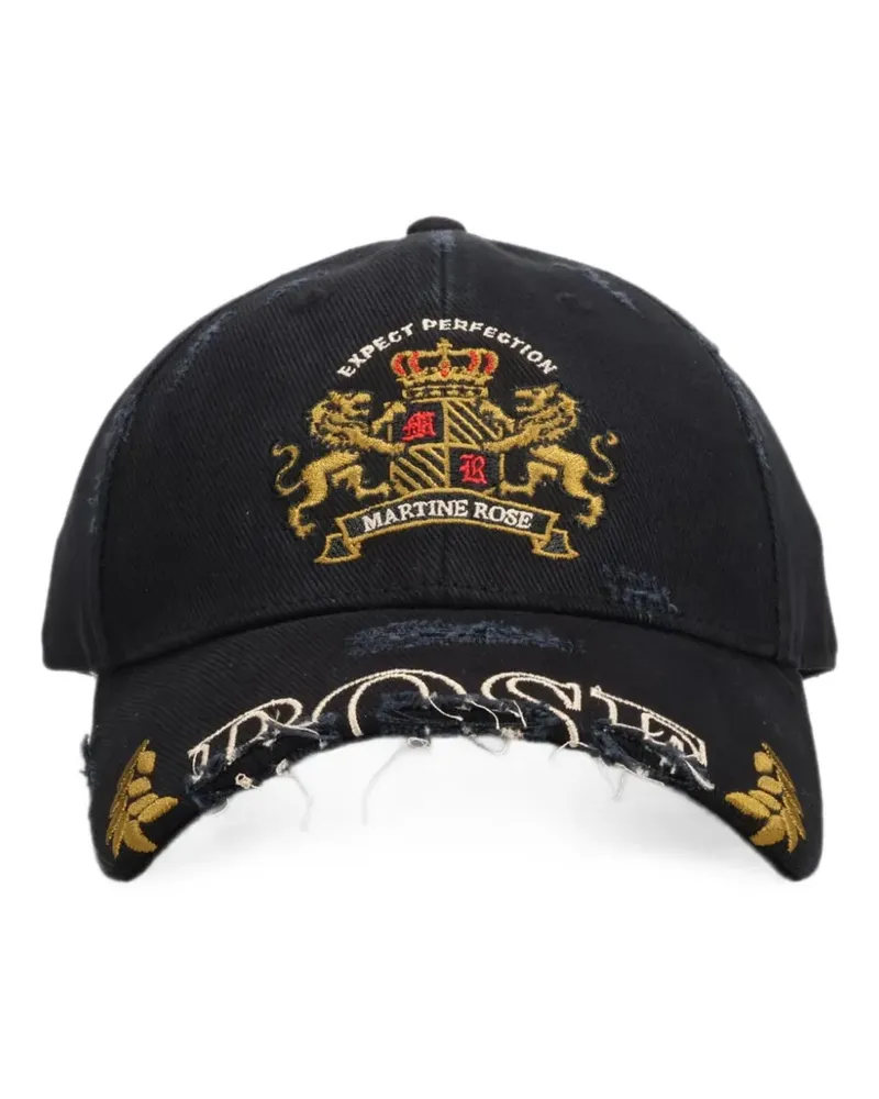 Martine Rose distressed crest-embroidered cotton baseball cap - Schwarz Schwarz