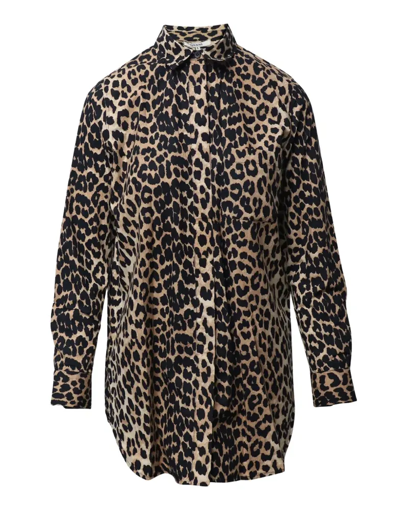 Ganni leopard-print tie blouse - Nude Nude
