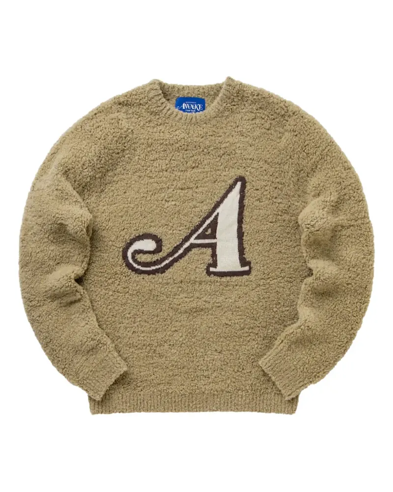 AWAKE NY bouclé-knit logo-patch sweater - Nude Nude