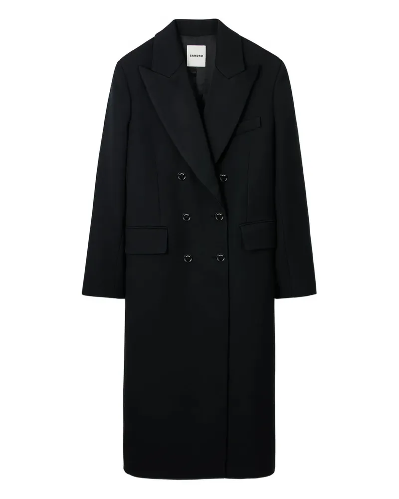 Sandro Doppelreihiger Mantel - Schwarz Schwarz
