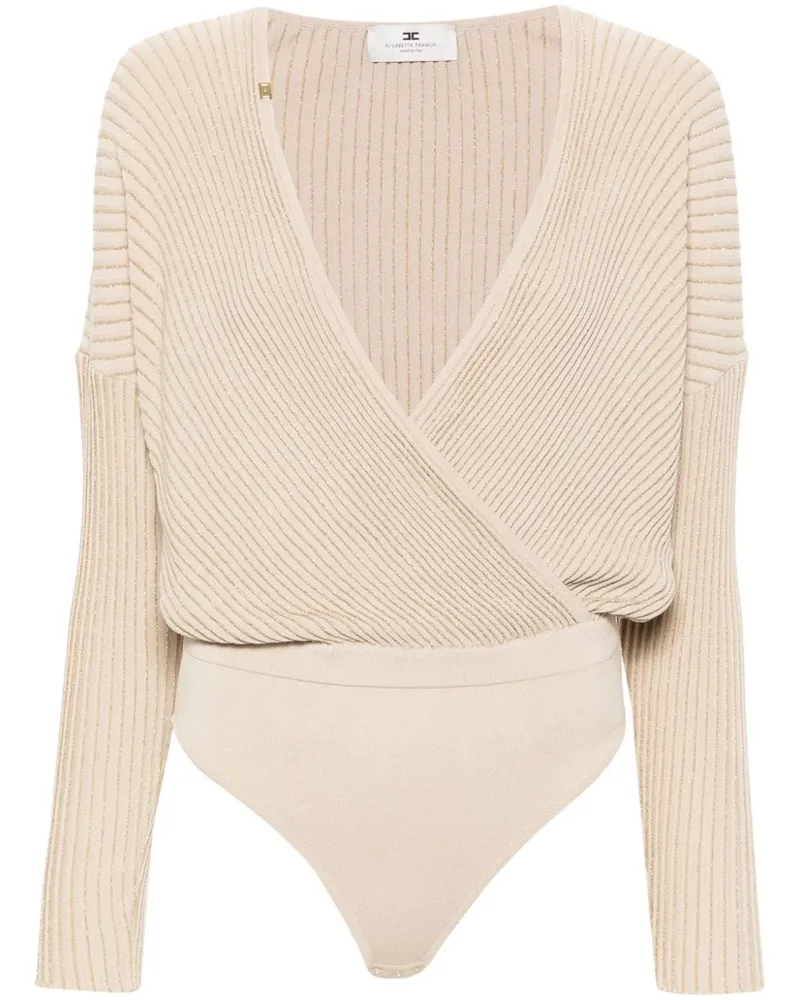 Elisabetta Franchi Body mit Logo-Schild - Nude Nude