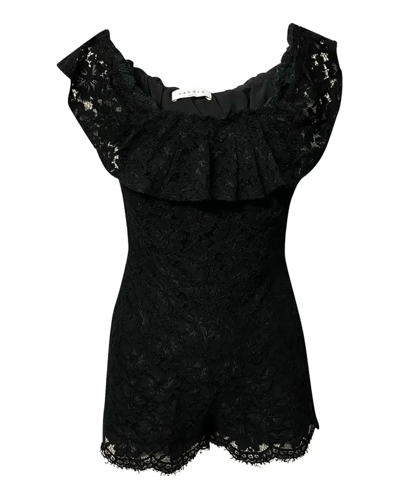 Sandro off-shoulder lace-detail romper - Schwarz Schwarz