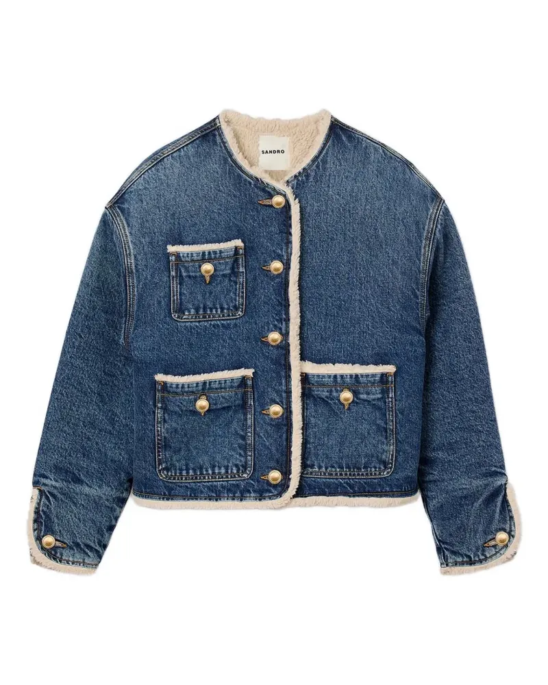 Sandro Jeansjacke mit Faux Shearling - Blau Blau