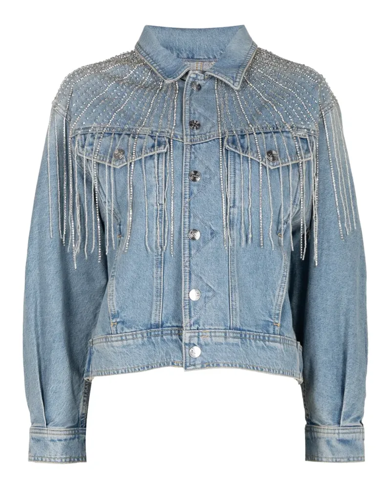 Mother Fly Away Jeansjacke mit Kristallfransen - Blau Blau