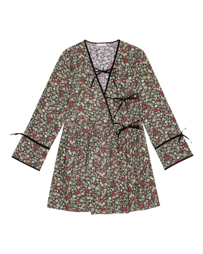 Ganni Kleid mit Blumen-Print - Grün Grün
