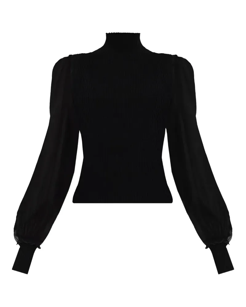 Frame Denim sheer-sleeve blouse - Schwarz Schwarz