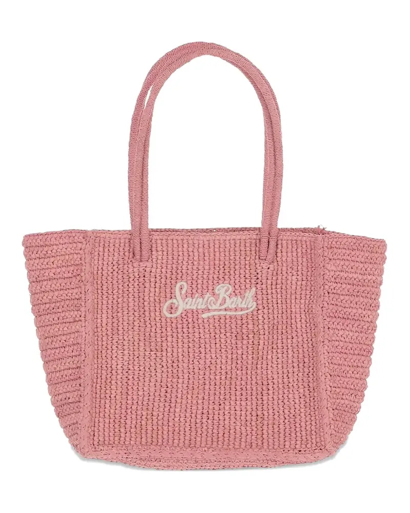 MC2 Saint Barth logo-embroidered raffia shoulder bag - Rosa Rosa