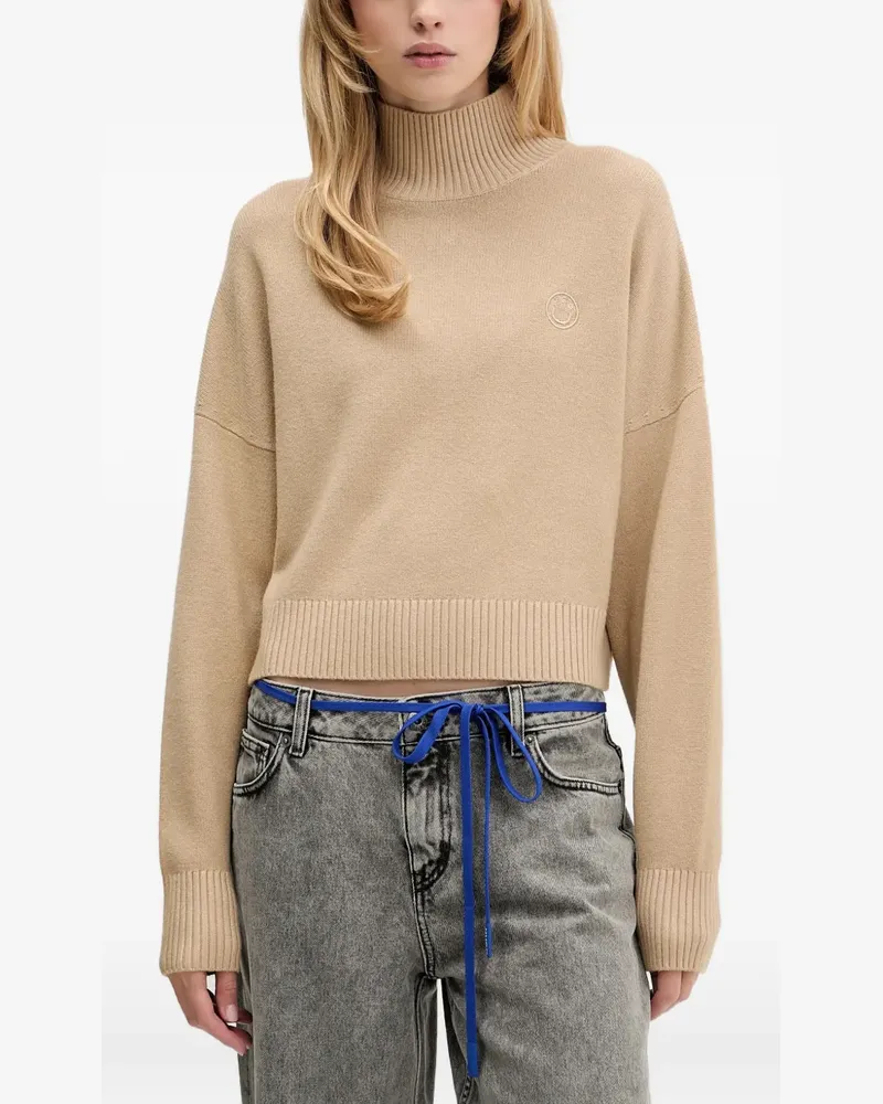 HUGO BOSS roll-neck logo knitwear - Nude Nude