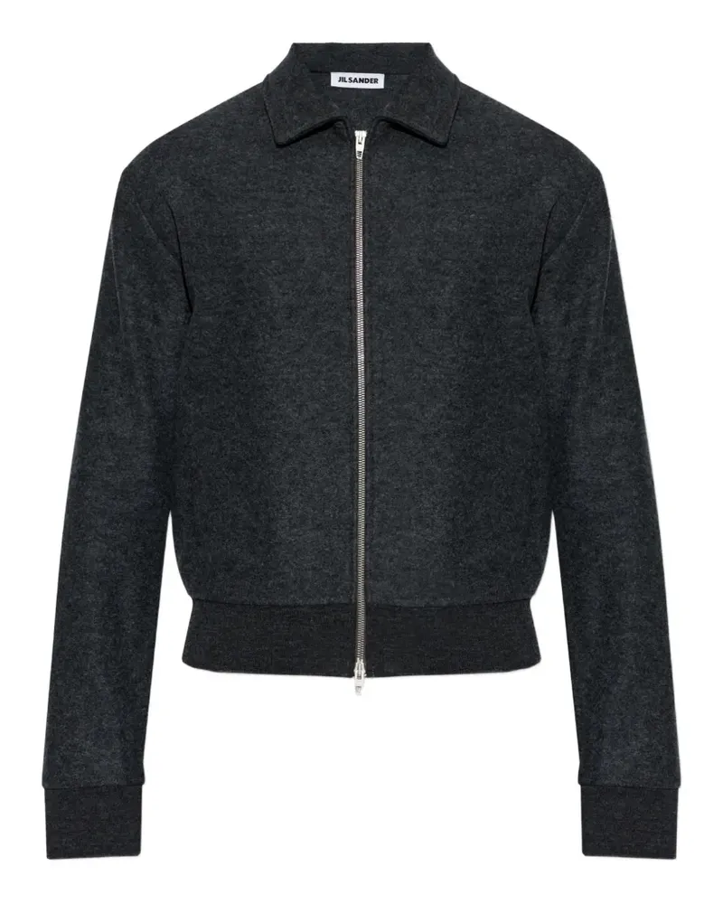 Jil Sander zip-up ribbed-trim bomber jacket - Grau Grau
