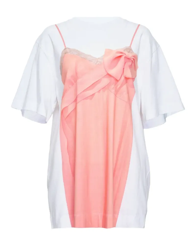 Simone Rocha trompe l'oeil bow-detail T-shirt - Weiß Weiß