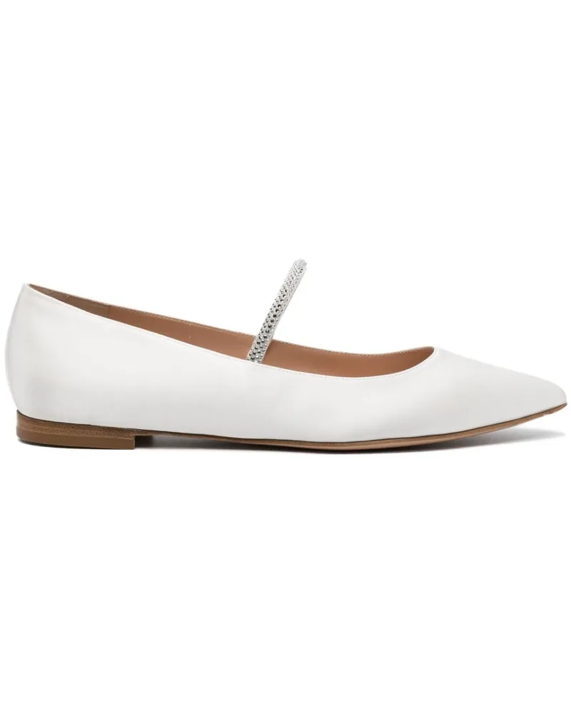Gianvito Rossi Ballerinas mit überkreuzten Riemen 15mm - Weiß Weiß