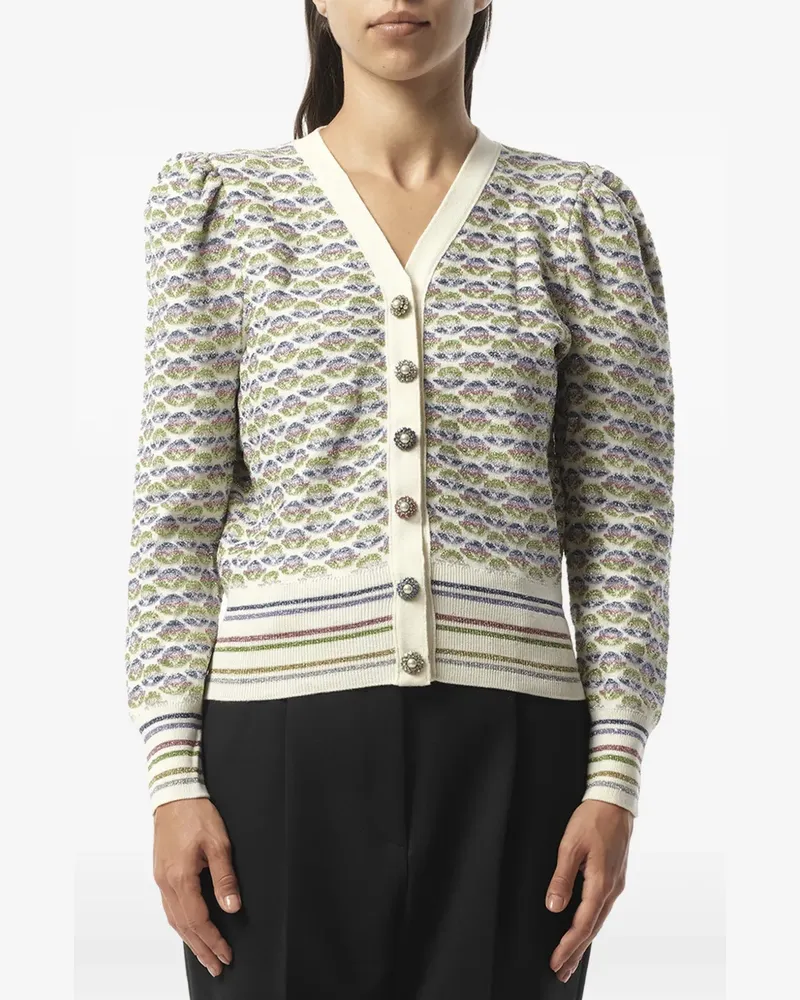 Marc Jacobs puff-sleeve V-neck cardigan - Nude Nude