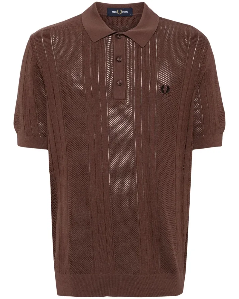 Fred Perry Gehäkeltes Poloshirt Braun