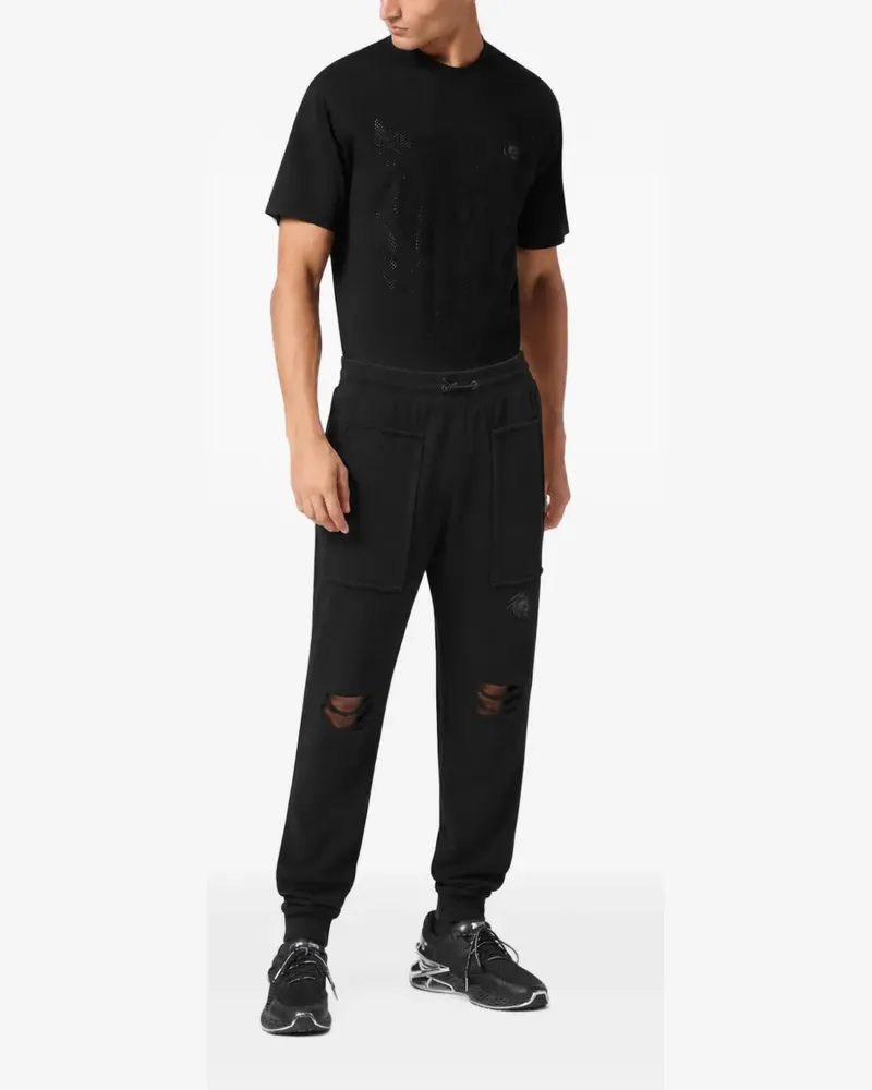 Philipp Plein destroyed raw-edge track pants - Schwarz Schwarz