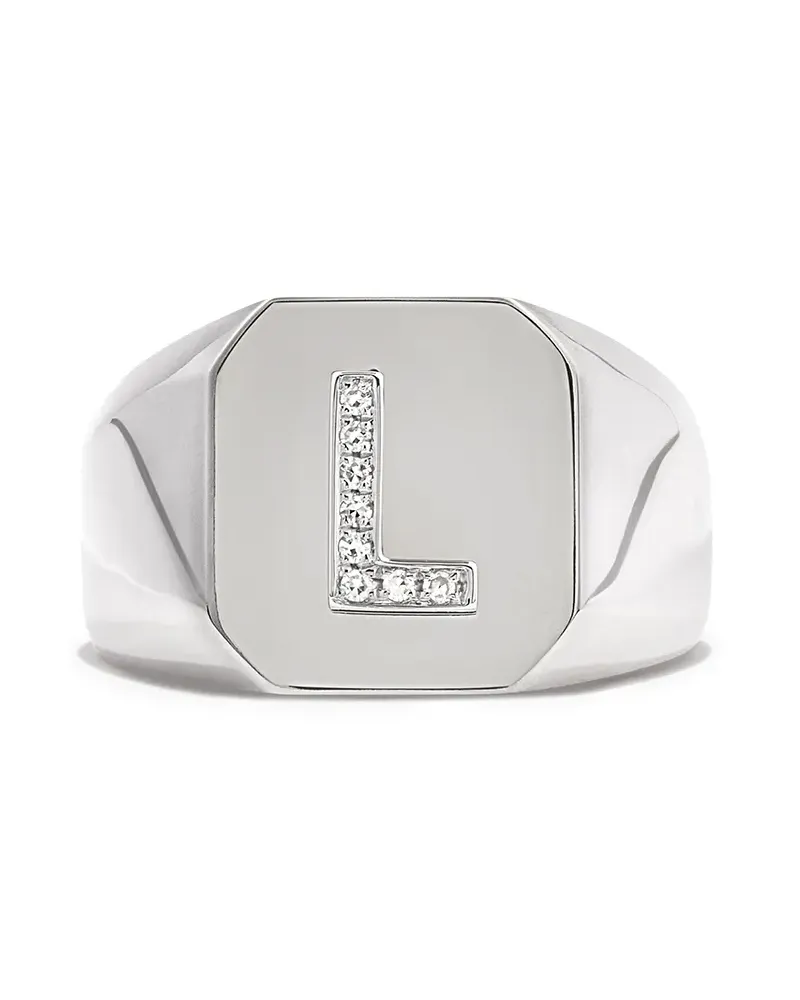 SHAY 18kt Champion Weißgoldring mit Initiale - Silber Silber