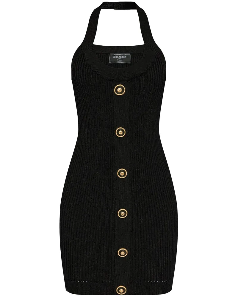 Balmain Geripptes Minikleid - Schwarz Schwarz