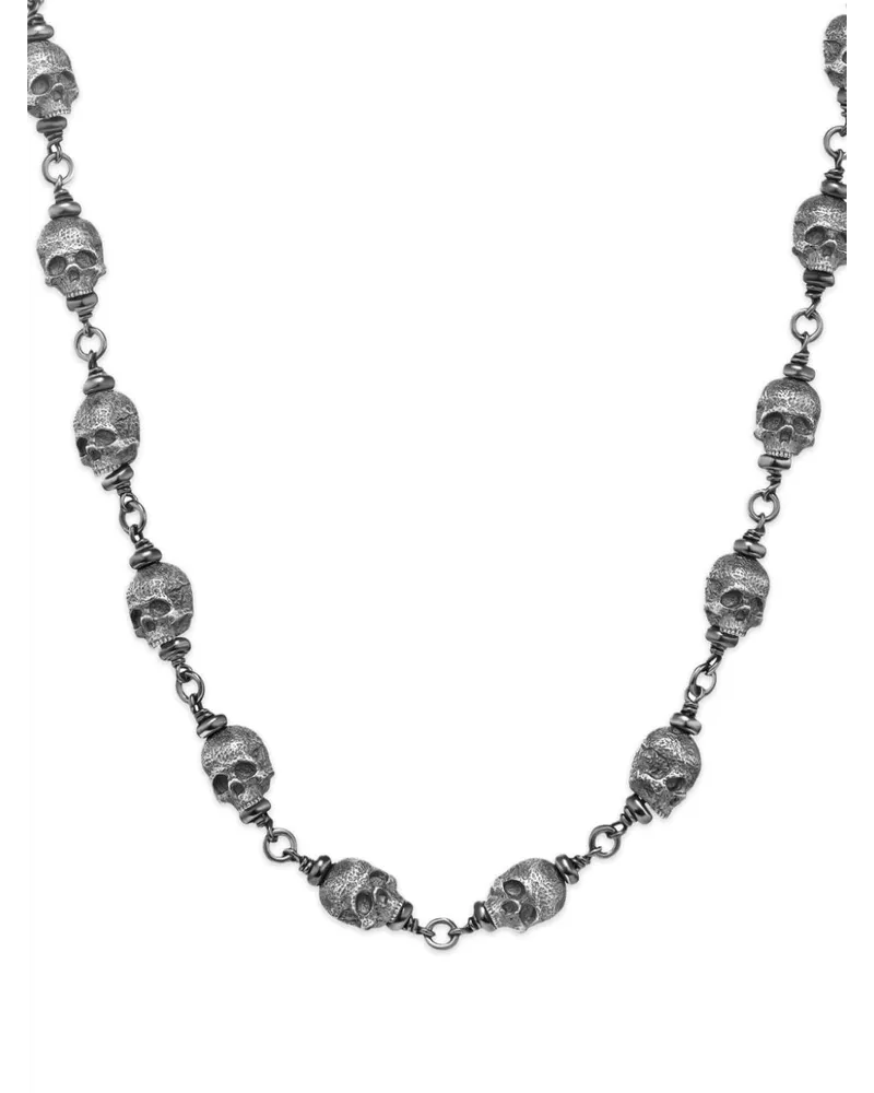 David Yurman Memento Mori Skull Rosary Kette aus Sterlingsilber 9mm Silber