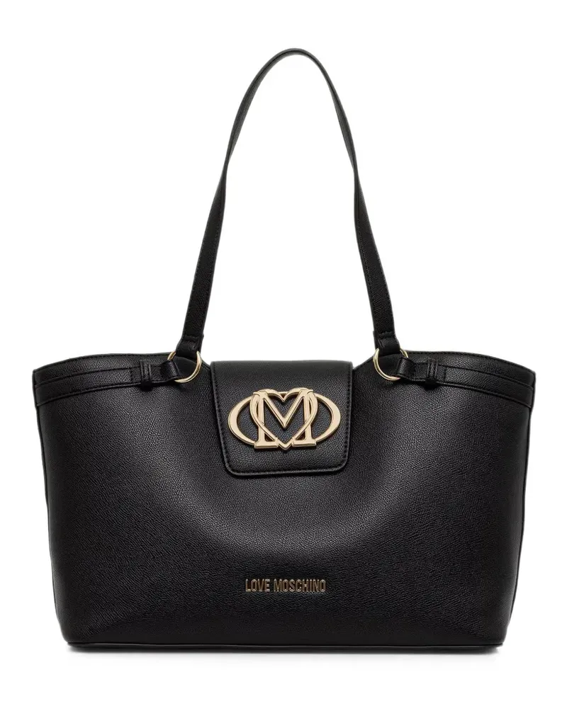 Moschino Shopper mit Logo-Schild - Schwarz Schwarz