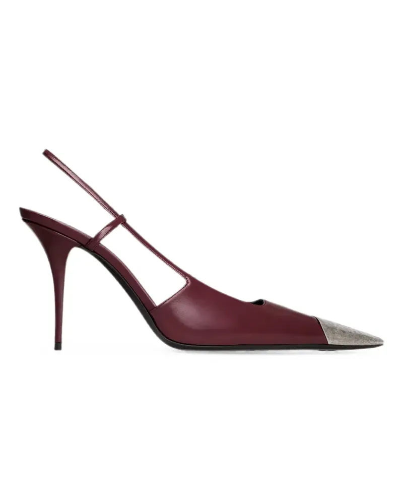 Saint Laurent Jeanne Slingback-Pumps aus glattem Leder - Rot Rot
