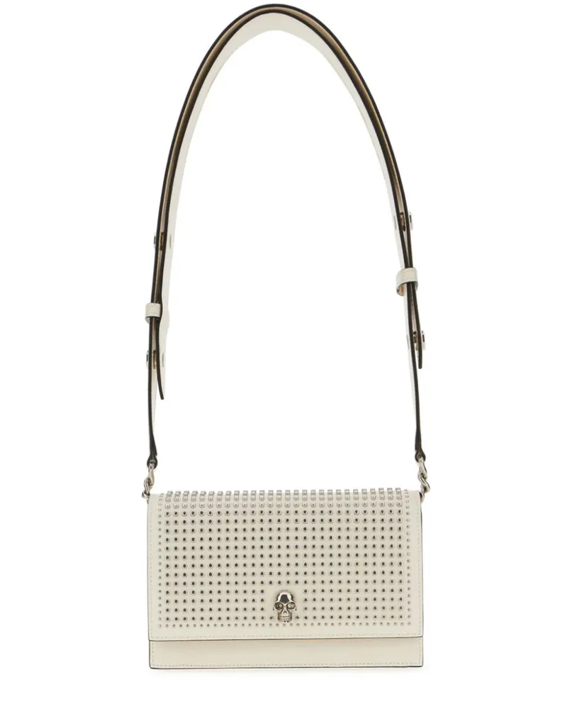 Alexander McQueen Kleine The Biker Skull Schultertasche - Weiß Weiß