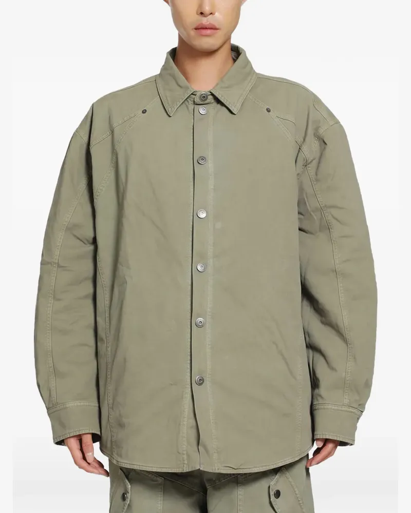 OFF-WHITE logo-embroidered overshirt - Grün Grün