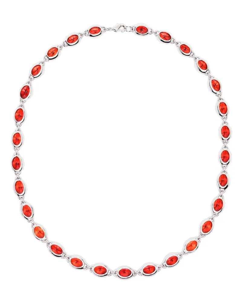 DARKAI Halskette mit ovalem Stein - Silber Silber