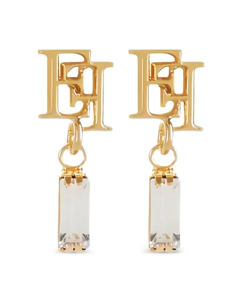Elisabetta Franchi Ohrringe mit Logo-Schild - Gold Gold
