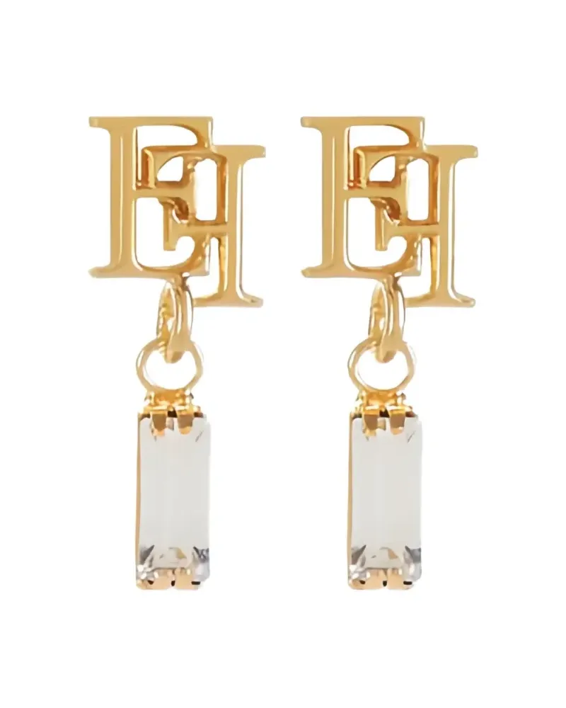 Elisabetta Franchi Ohrringe mit Logo-Schild - Gold Gold