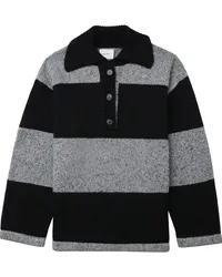 HALFBOY Gestreifter Pullover mit Spreizkragen Grau