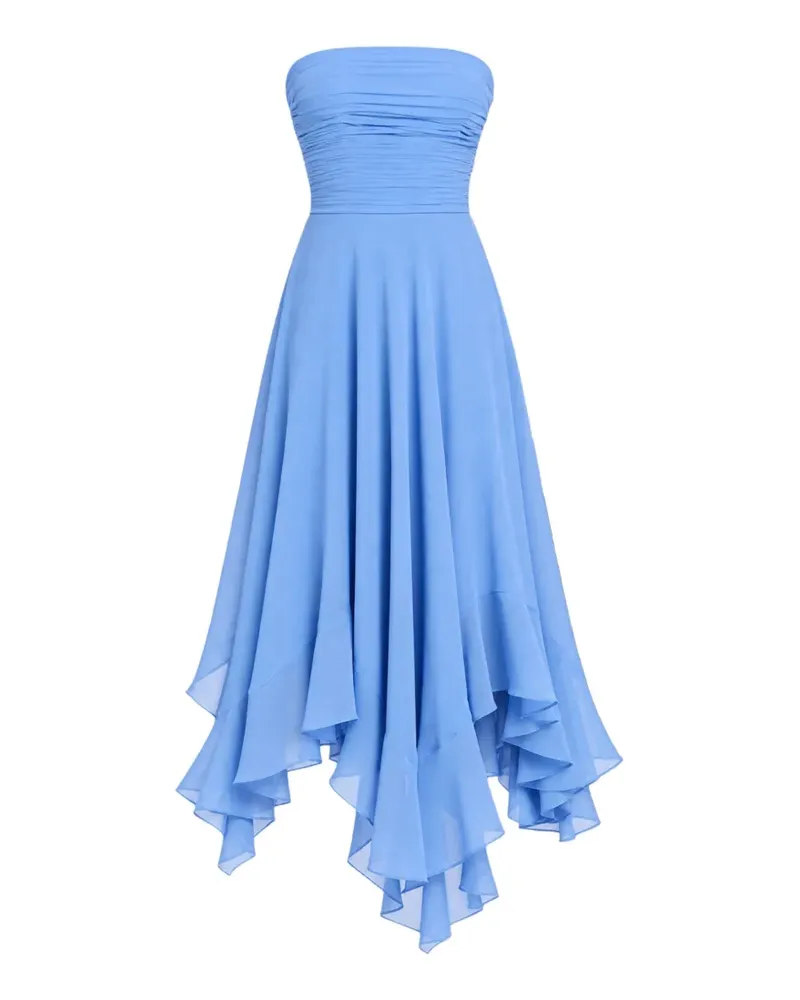 Retrofête Gerafftes Louisa Midikleid aus Chiffon - Blau Blau