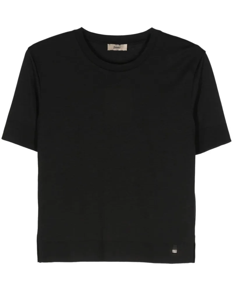 Herno Fein gestricktes T-Shirt - Schwarz Schwarz