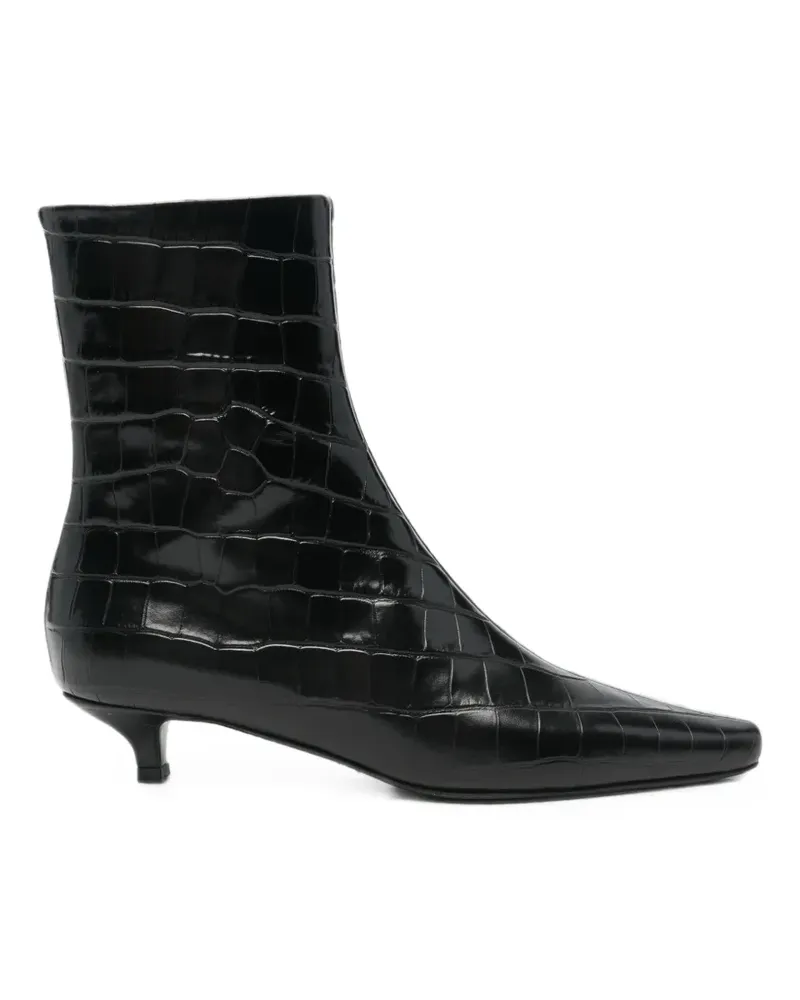 Totême croc-effect pointed-toe boots - Schwarz Schwarz