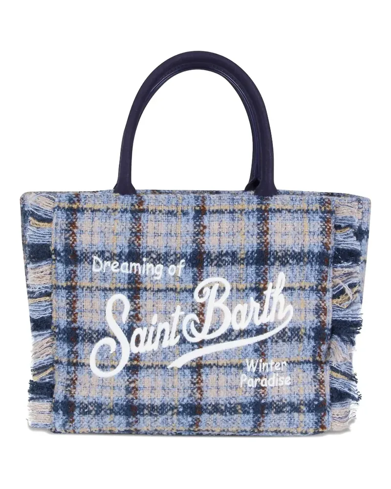 MC2 Saint Barth Colette checked frinfed tote bag - Blau Blau