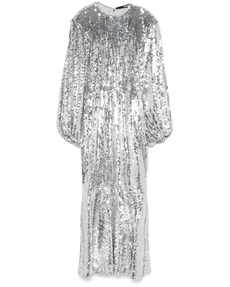 ROTATE Birger Christensen Maxikleid mit Pailletten - Silber Silber