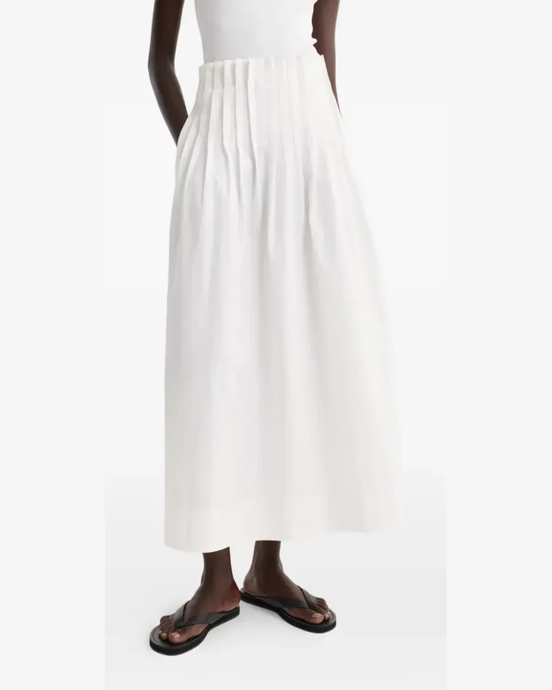 Róhe pleated poplin midi skirt - Weiß Weiß