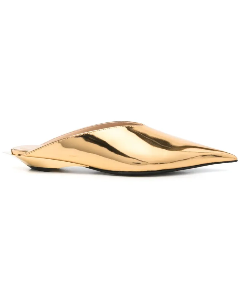 Thierry Mugler Fang Mules 40mm - Gold Gold