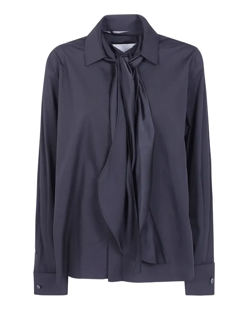 Sacai bow-detail long-sleeve shirt - Schwarz Schwarz