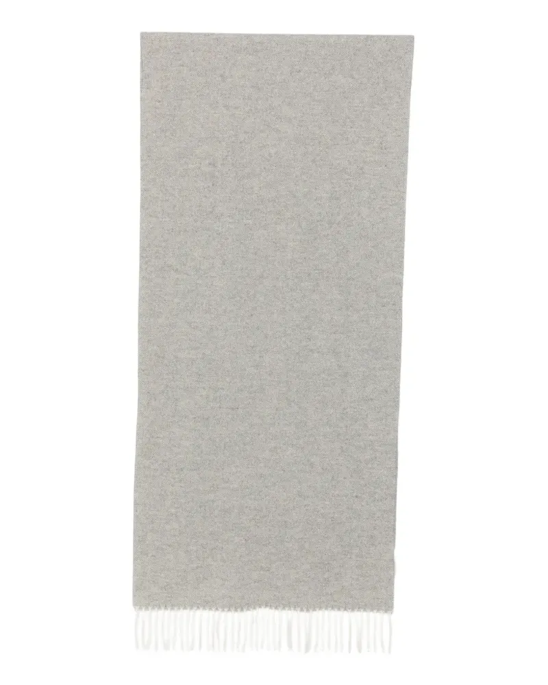 La Fileria herringbone-patterned fringed scarf - Grau Grau