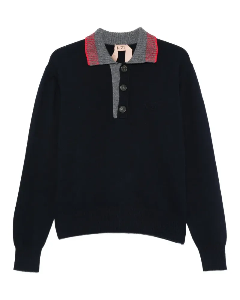 N° 21 contrast-collar polo top - Blau Blau