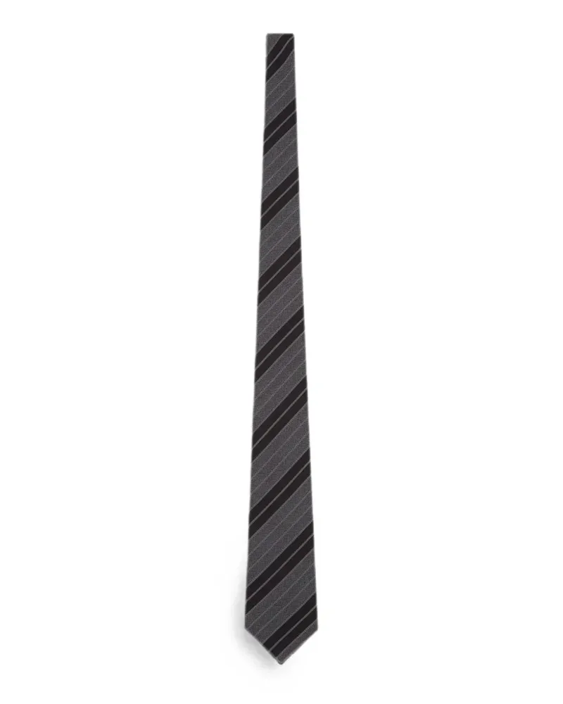 Saint Laurent wide striped tie in silk jacquard - Schwarz Schwarz
