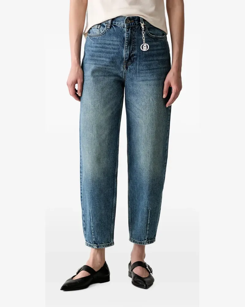 Liu Jo logo-plaque whiskered jeans - Blau Blau