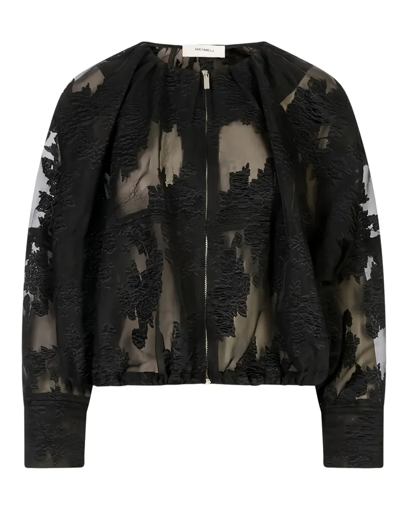 MEIMEIJ Bomberjacke mit Sheer-Effekt - Schwarz Schwarz