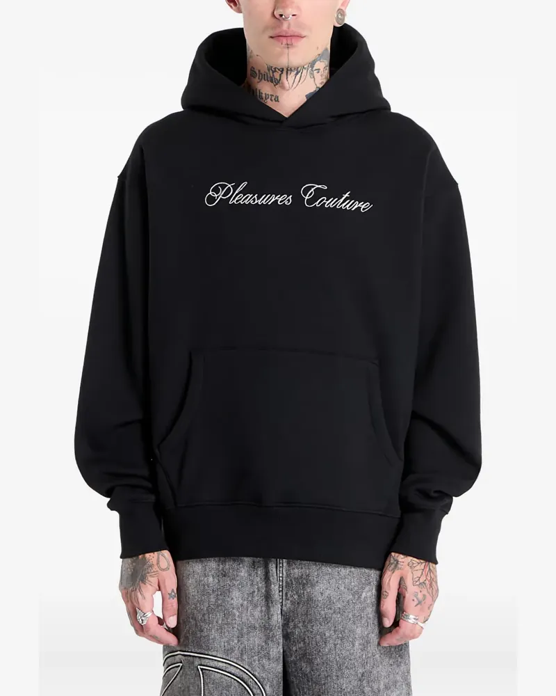 PLEASURES Hoodie mit Logo - Schwarz Schwarz