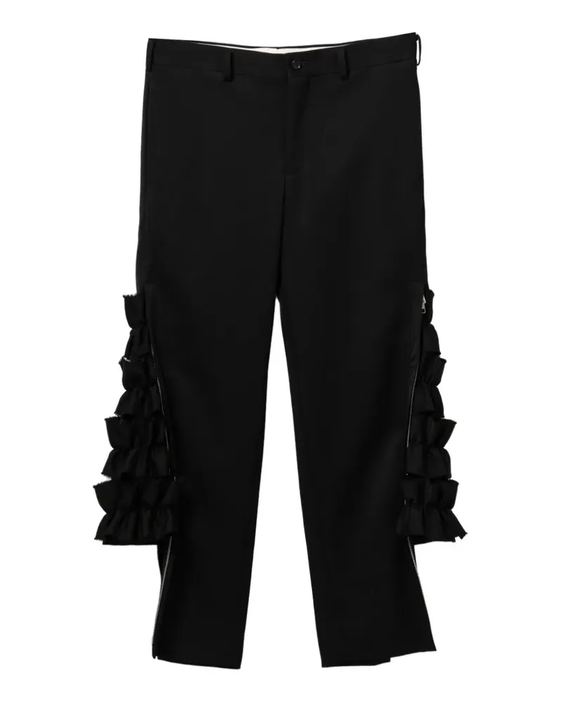 Comme des Garçons Gerüschte Hose mit Reißverschlussdetail - Schwarz Schwarz