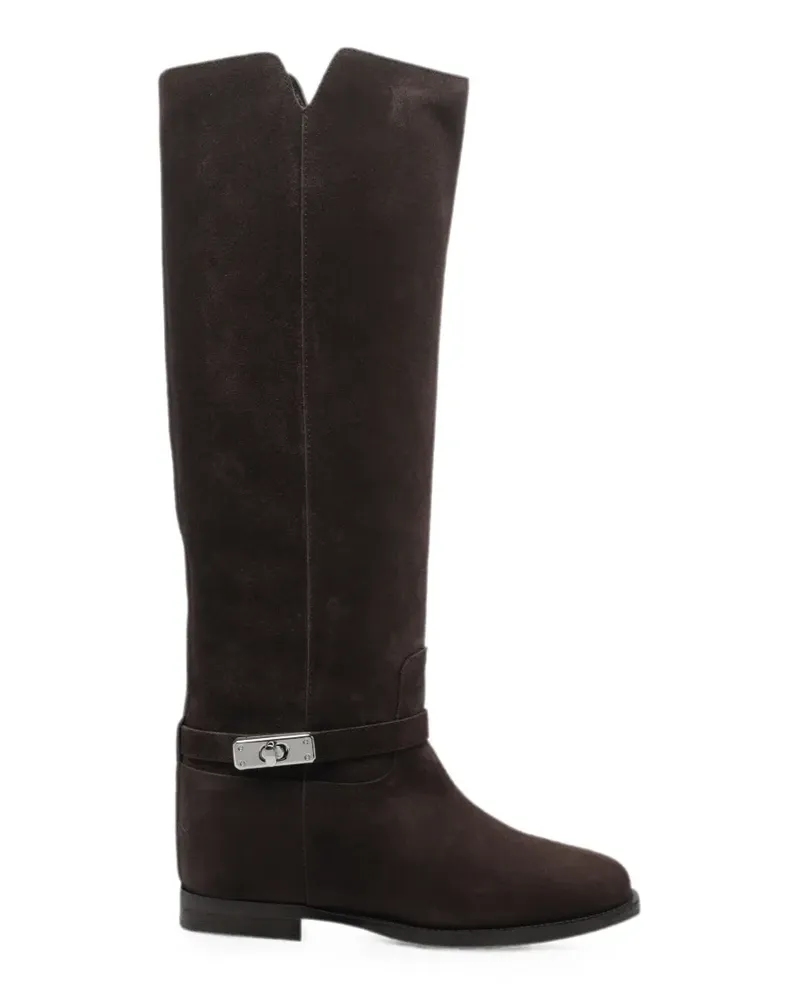 Via Roma 15 padlock suede boots - Braun Braun