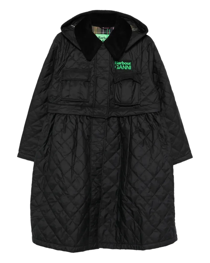 Barbour x Ganni quilted hooded coat - Schwarz Schwarz